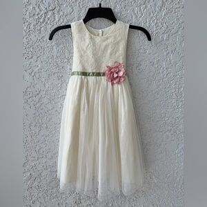 Laura Ashley Girls Ivory Lace Tulle dress Wedding Formal Flower dress size 6
